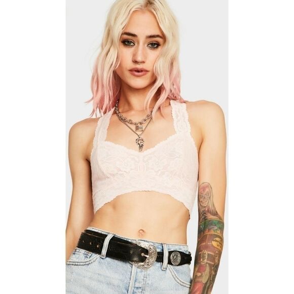 Free People Galloon Lace Racerback Pink NWT - Picture 1 of 7